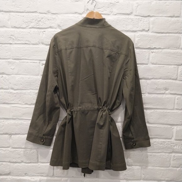 J Jill Utility Safari Jacket Womens 2X Olive Green Anorak Tie Waist Lightweight. - Picture 4 of 13